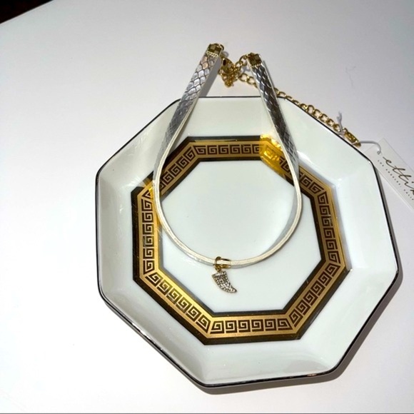 Ettika Silver Tooth Gold and Silver Leather Choker Necklace - Picture 3 of 7